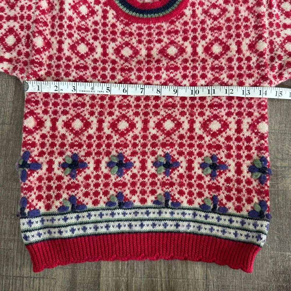 Kids Vintage Red Fair Isle Sweater with Floral Border